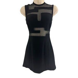 Tadashi Shoji Geometric Sheer Evening Mini Dress Size XS Cocktail Party Vintage